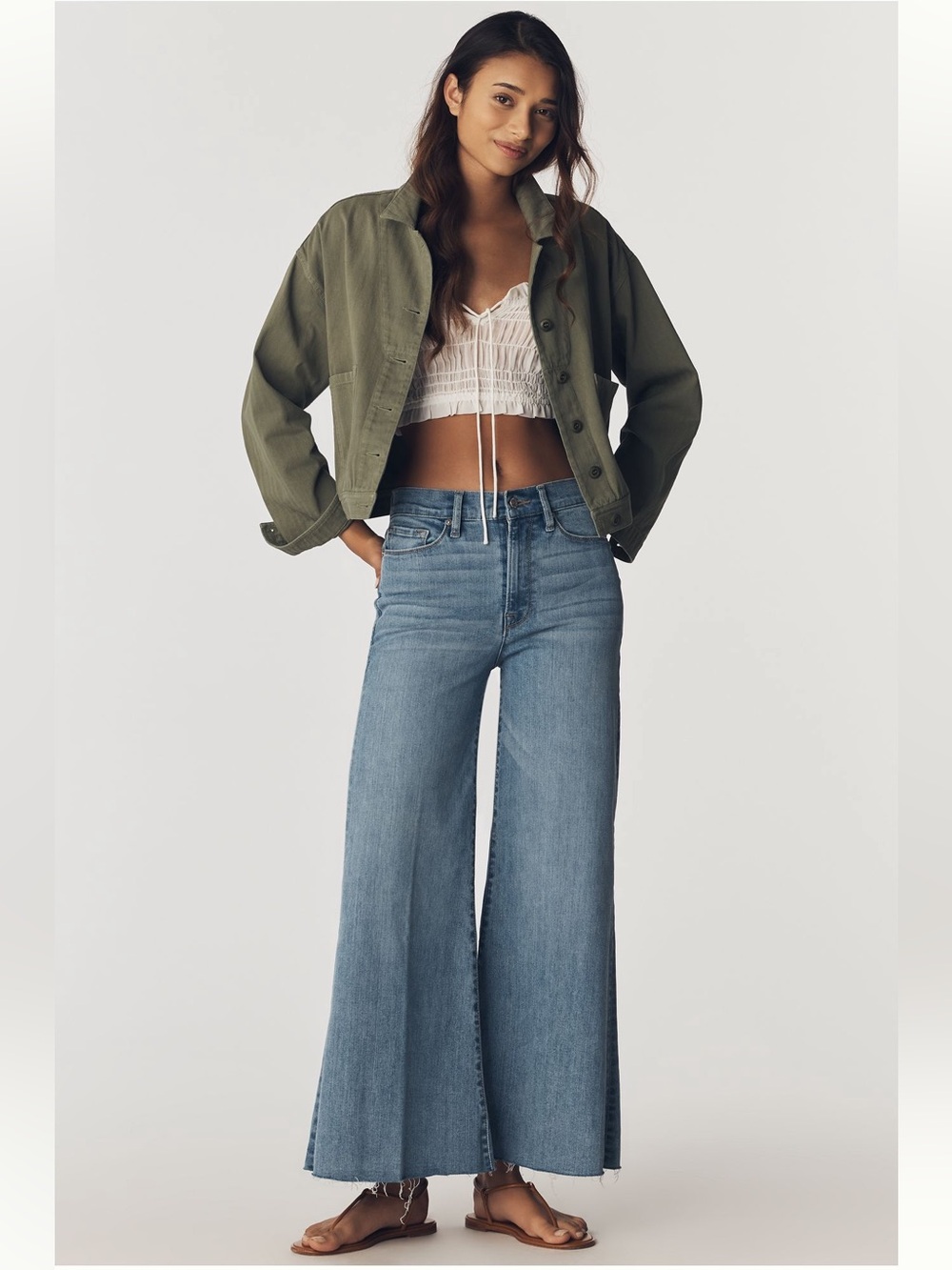 Frame Denim Le Palazzo Crop Wide-Leg Jeans Size 28 In Ellis Raw After